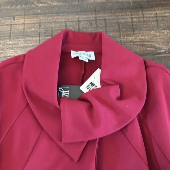 Joseph Ribkoff Classic Cocoon Coat Style 153302 Burgundy Size 8 - Picture 4 of 7